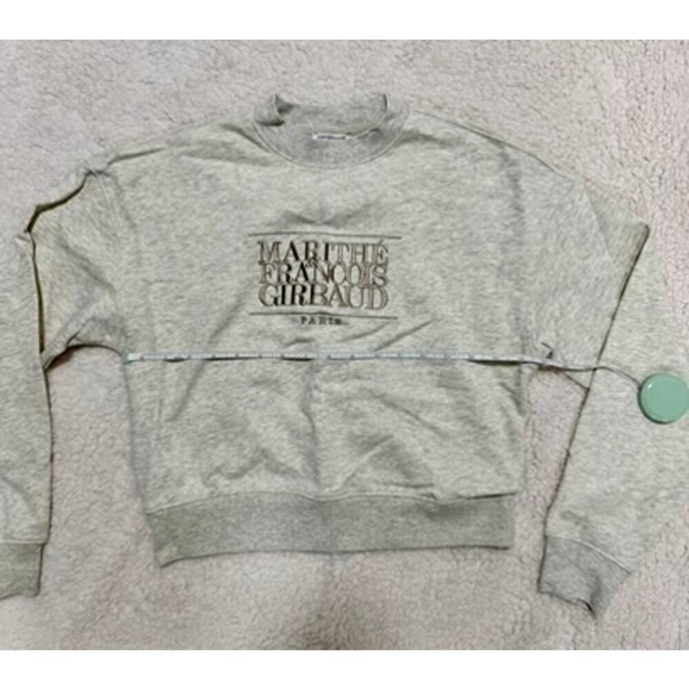 Marithe Francois Girbaud Embroidered Sweatshirt Women's S Beige Cropped NWT Y2K - Picture 11 of 15